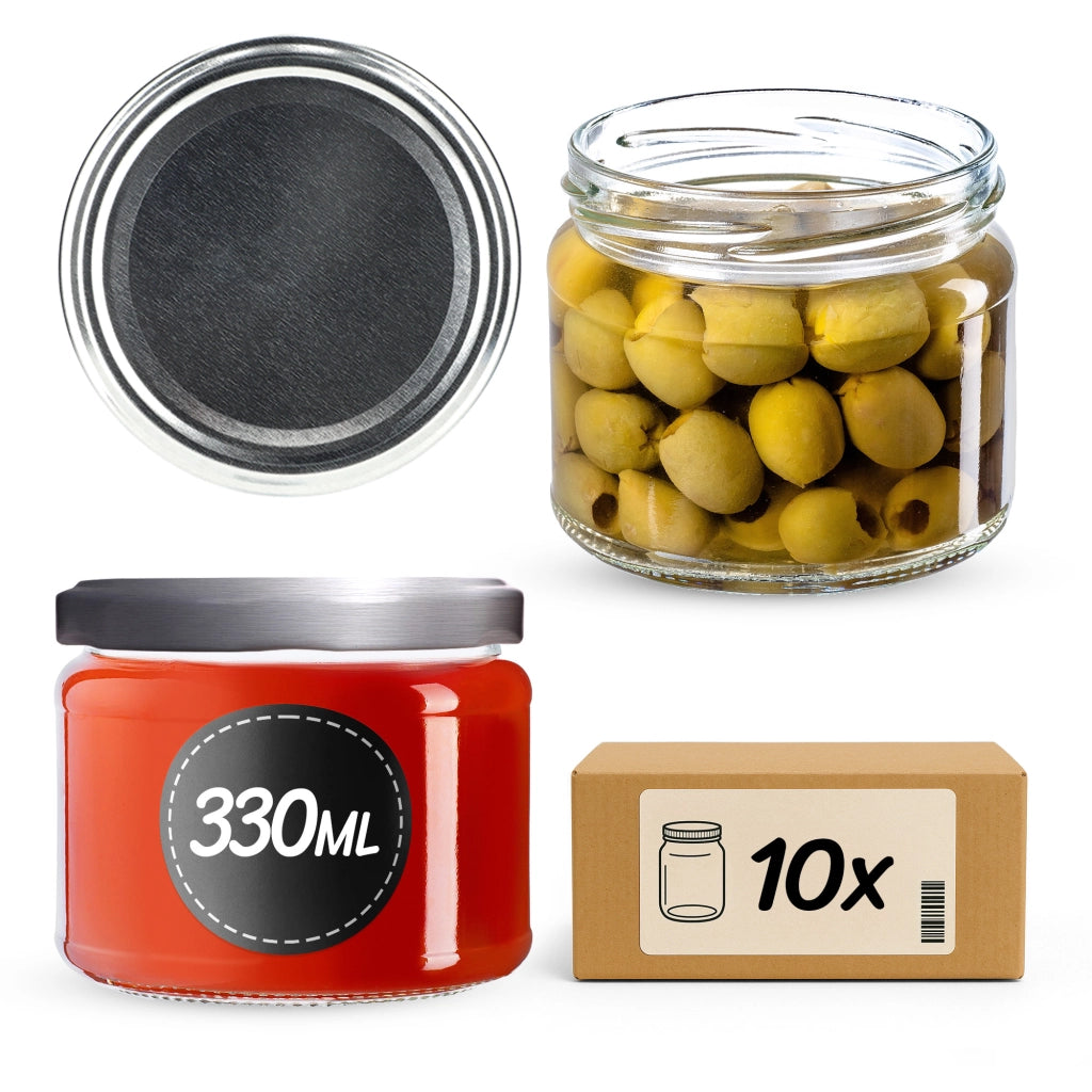 Barattoli di vetro KADAX Sonka 330 ml 10 pezzi 82 mm + coperchi argento
