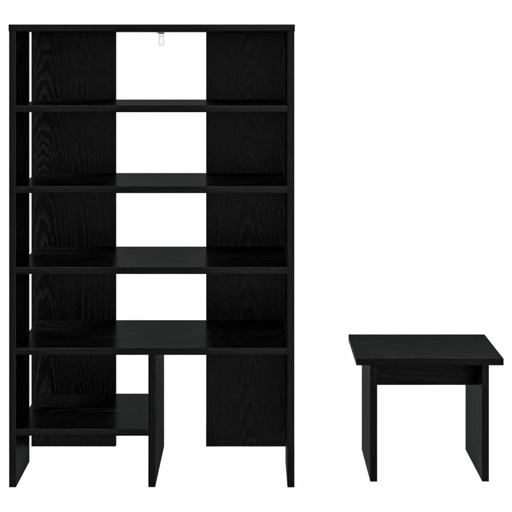 Mobile per scarpe 2 pz-Set di 2 Scarpiera Rovere Nero Legno multistrato