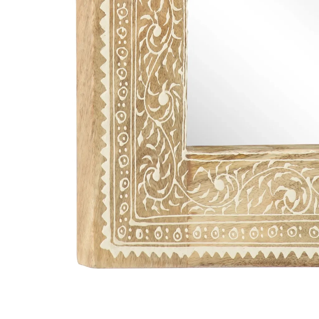 Specchio Dipinto a Mano-Specchio Decorativo 40x55 cm in Legno Massello di Mango