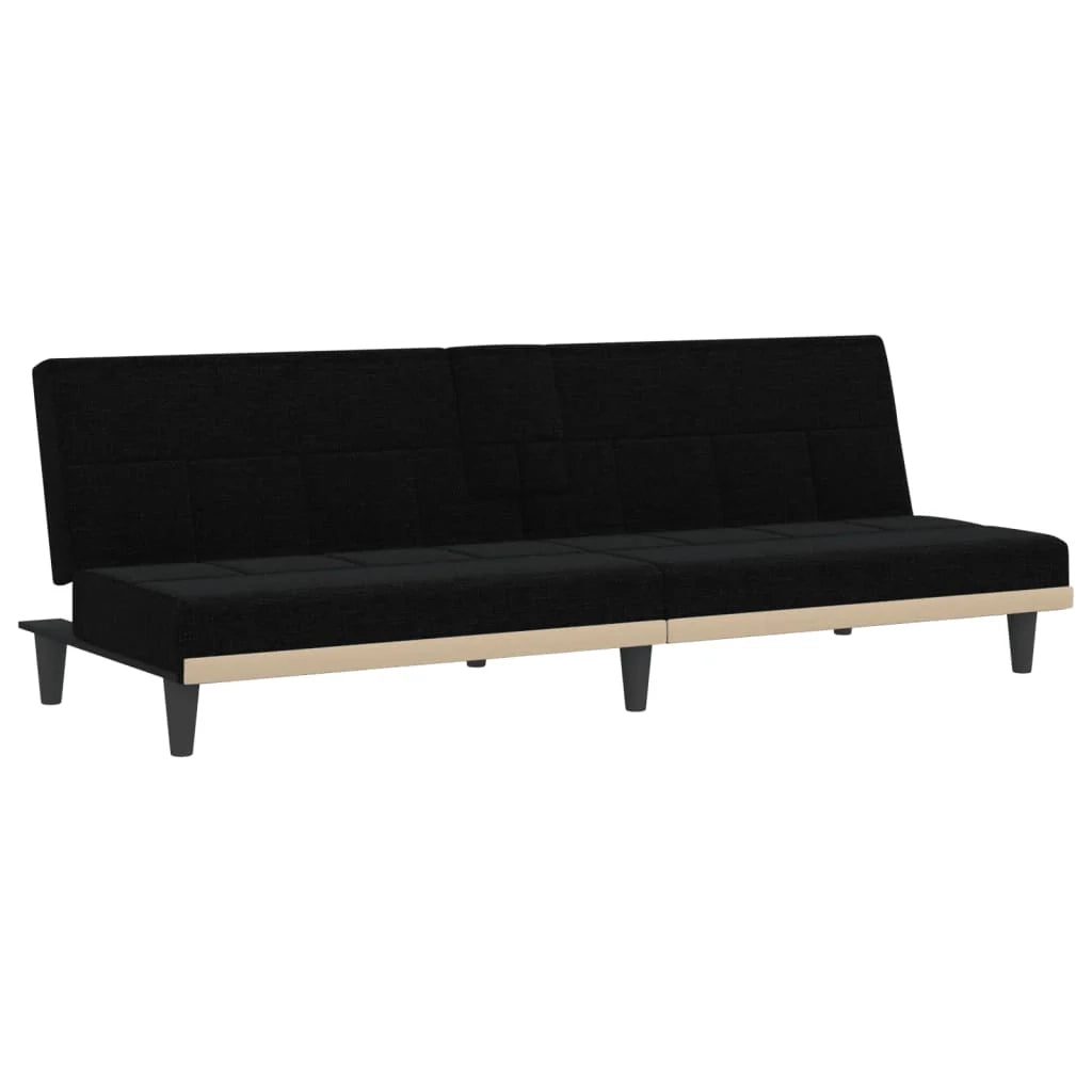 Divano letto con portabicchieri 200 x 89 x 70 cm tessuto nero 02_0019258