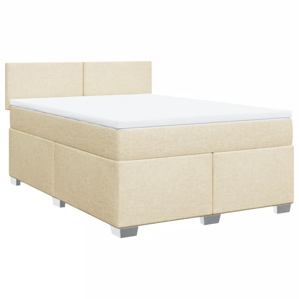 Giroletto a Molle con Materasso Crema 160x200 cm in Tessuto