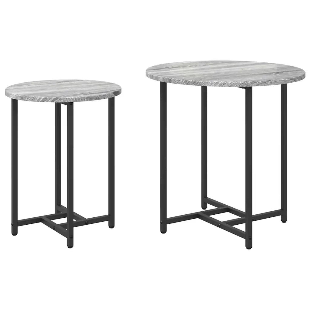 Set tavolini 2 pcs Grigio Sonoma e Nero 869699