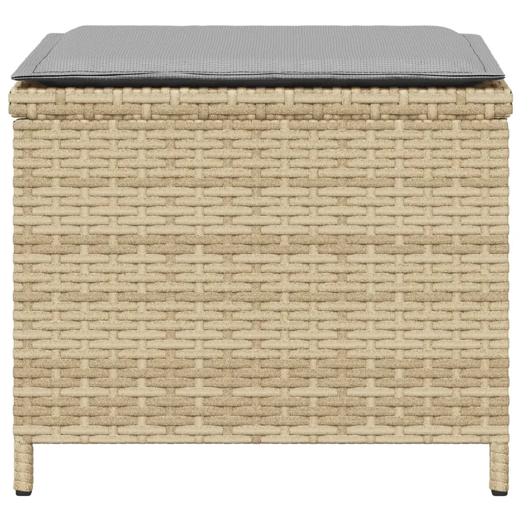 Sgabelli Giardino Cuscini 4pz Beige Misto 40x40x35cm Polyrattan
