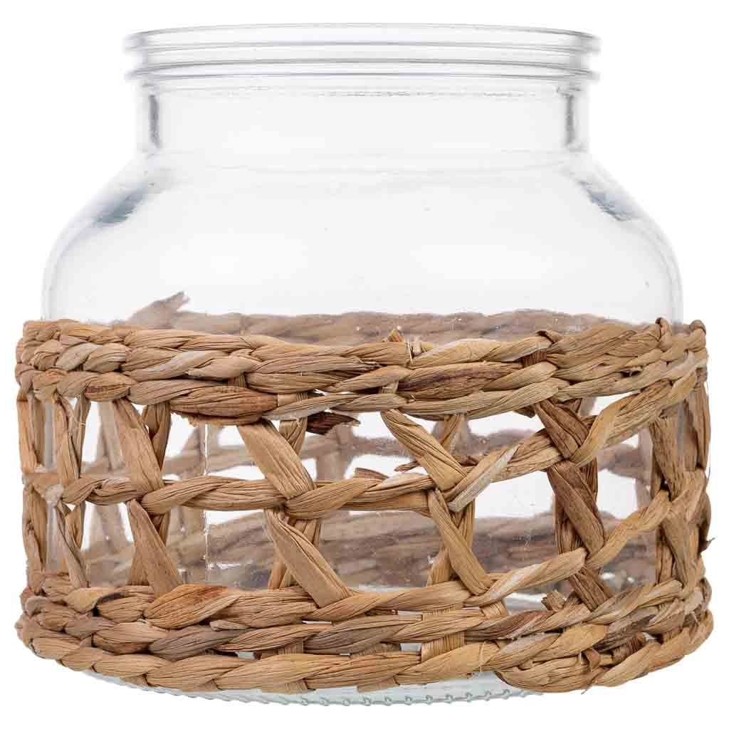 Vaso in vetro rivestito in fibre naturali D12x16h cm