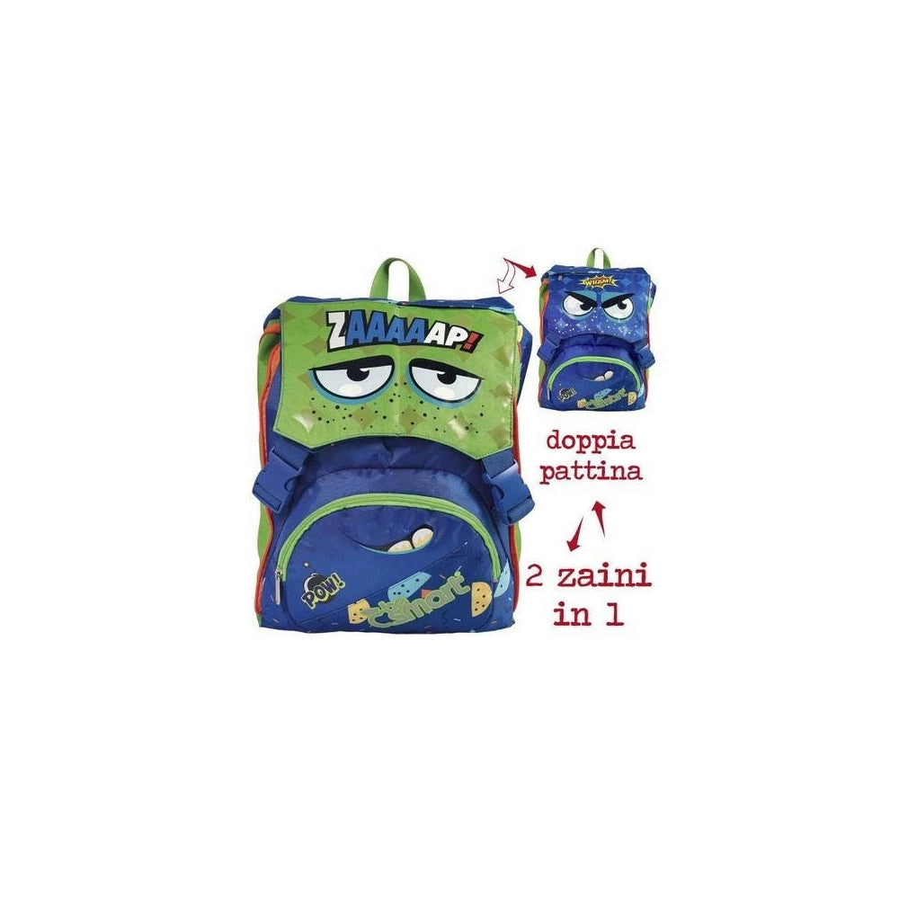 Trade Shop - Zaino Be Smart Tempo Libero Blu Verde Scuola Ragazzi Ragazze Medie Superiori -