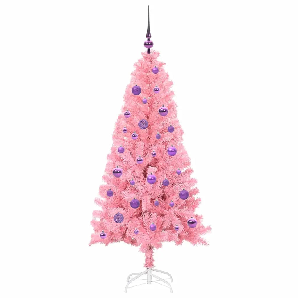 Albero di Natale | Decorazioni natalizie con 150 LED con supporto Rosa 150 cm PVC