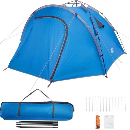 Tenda Premium Opzionale - Tenda da Campeggio con Blocco Luce - Tenda per Famiglie da 4-5 Persone, Tenda da Campeggio con Uscita per Escursioni, Giardino, Festival e Esterno - Blu
