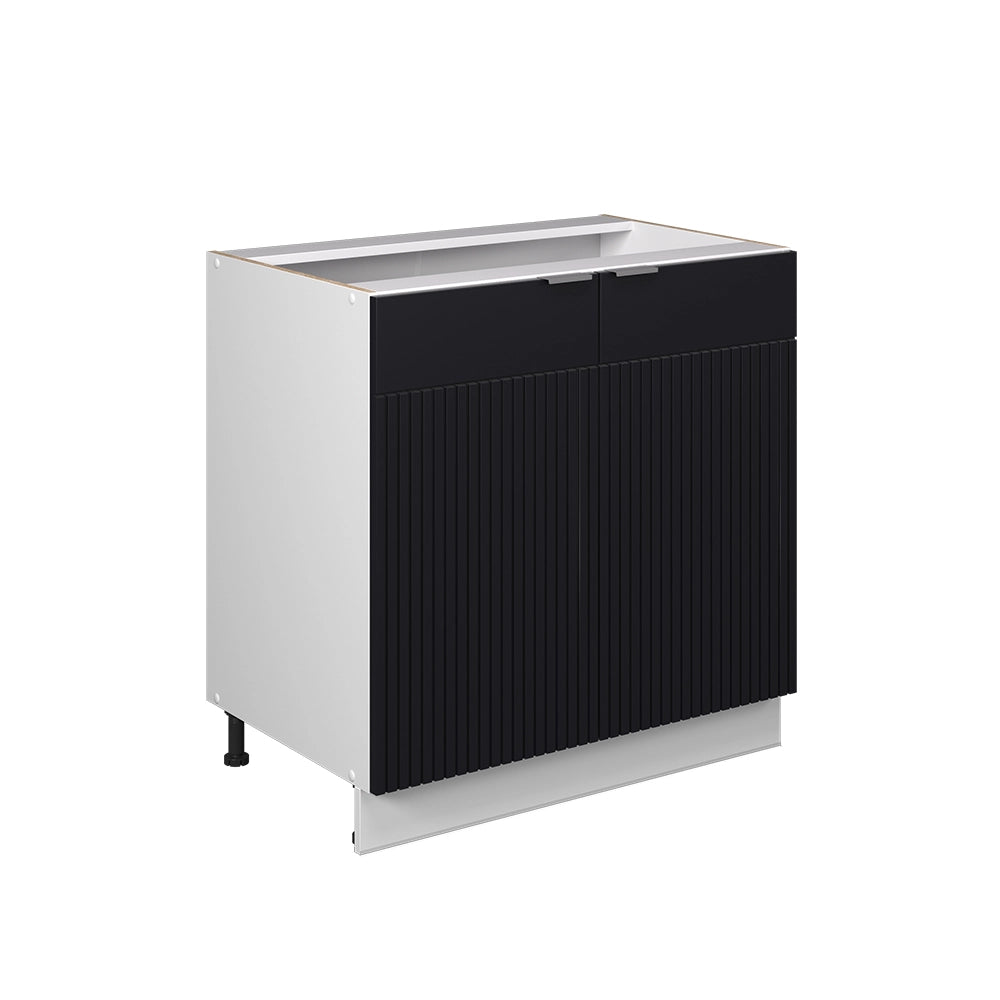 Mobile lavello cucina Fame-Line Nero rigato/Bianco 80 cm con ripiano, senza piano di lavoro Vicco