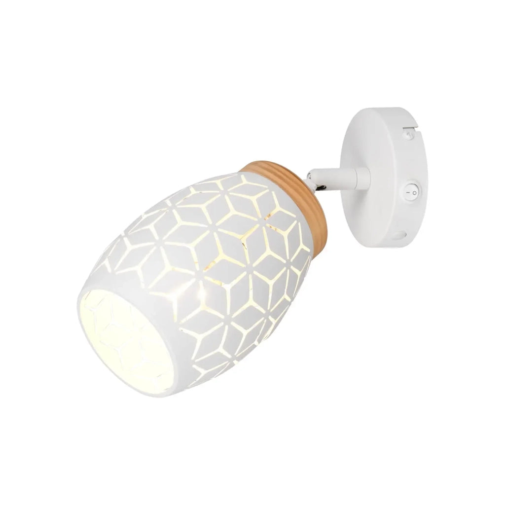LÚZETE - APPLIQUE DA PARETE 1 LUCE METALLO BIANCO E14 BIRKITA