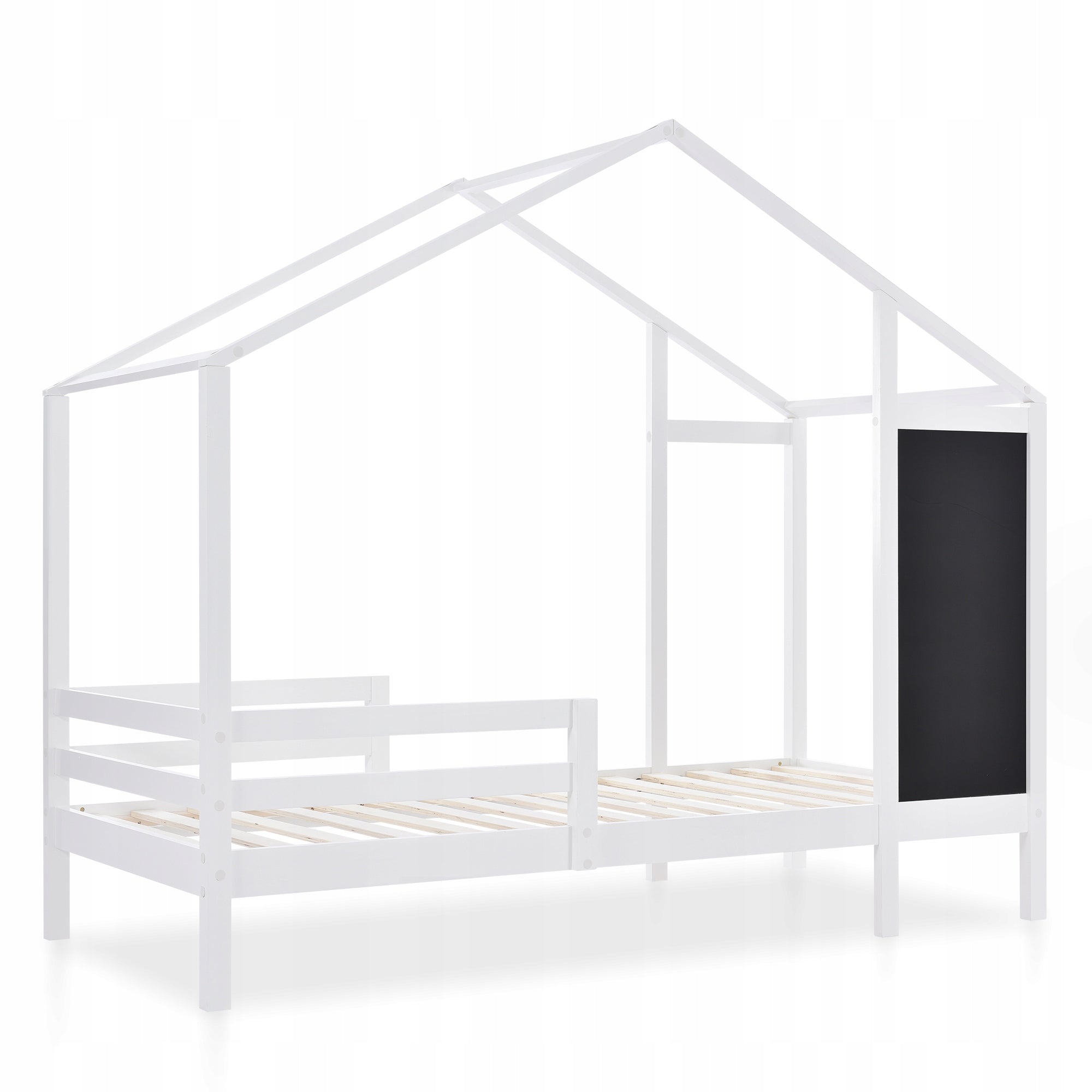Letto singolo per bambini 90x200 - Xylo - Con lavagna e 2 cassetti, bianco senza materasso