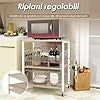 Carrello da Cucina con 10 Ganci Rimovibili, Scaffale per Pasticceria con 3 Livelli, Scaffale con Struttura di Metallo con Ruote Bloccabili per Bar Ristorante Hotel, 60 x 40 x 73,5 cm (Beige)