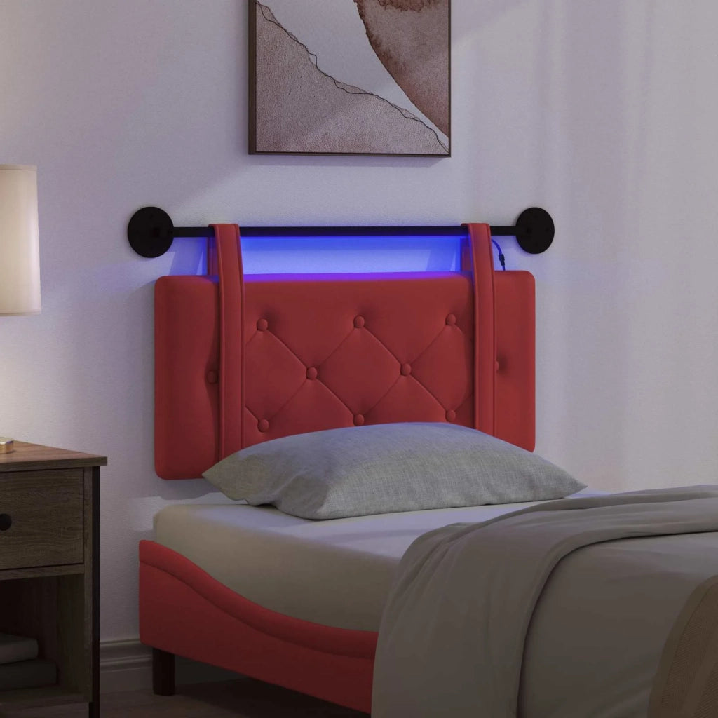Testiera | Testata sospesa Con luce LED Rosso Similpelle