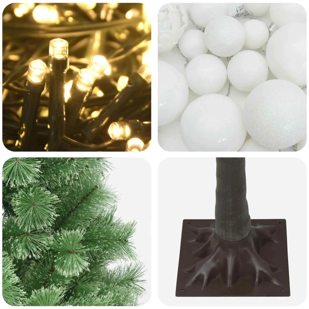 Albero di Natale artificiale con rami snodati e palline 120 cm 3466121