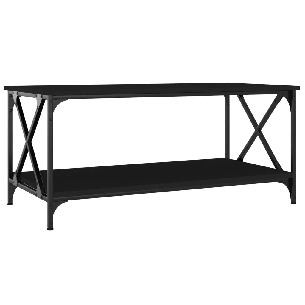 Tavolino da Salotto Nero 100x50x45 cm Legno Multistrato e Ferro 823307