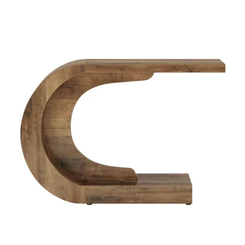 Tavolo consolle 110x35x75 cm a forma di C in legno marrone rustico