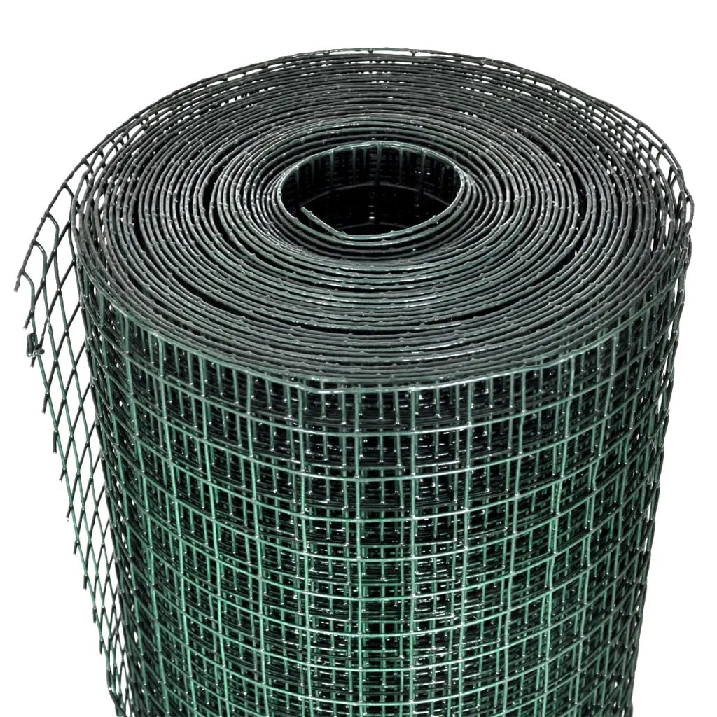 Recinzione da Giardino | Recinzione in Rete per Pollaio Rivestita in PVC 25x1 m Verde