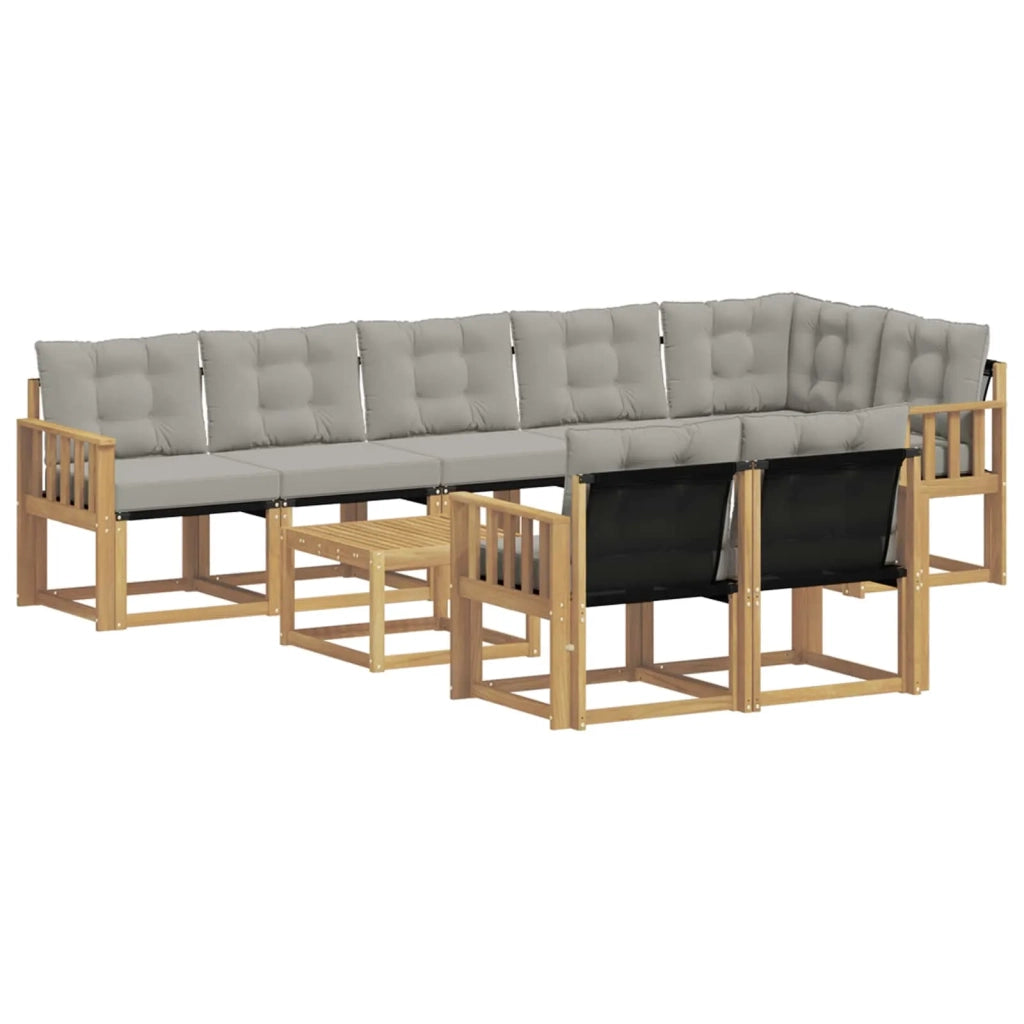 Set di divani da esterno 9 pz Bianco e Grigio Chiaro 3389617
