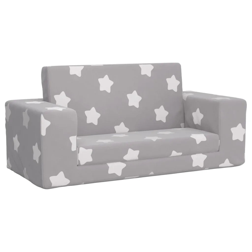 Divano Letto Bambini a 2 Posti-Sofa Letto-Daybed Grigio Chiaro con Stelle Peluche 545559