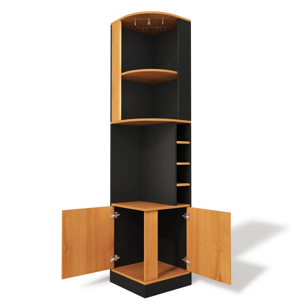 Mobile angolare con 4 vani e portascalici; per cucina; in MDF; 40×40×182 cm; nero