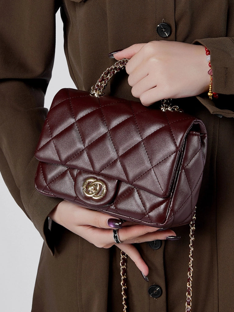 Borsa a mano da donna in vera pelle, colore rosso.