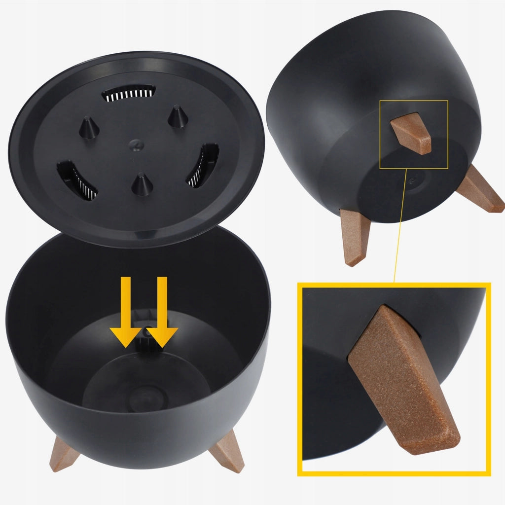 Vaso da fiori KADAX, fioriera, coperchio, gambe, inserto, supporto per fiori, 29+40 cm, ciotola nera, 2 pezzi.
