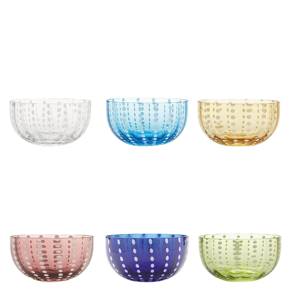 Zafferano Set 6 Ciotole Perle in Vetro Colorato Artigianale, Design Elegante e Vivace per la Tavola, Perfette per Servizio Cocktail o Dessert