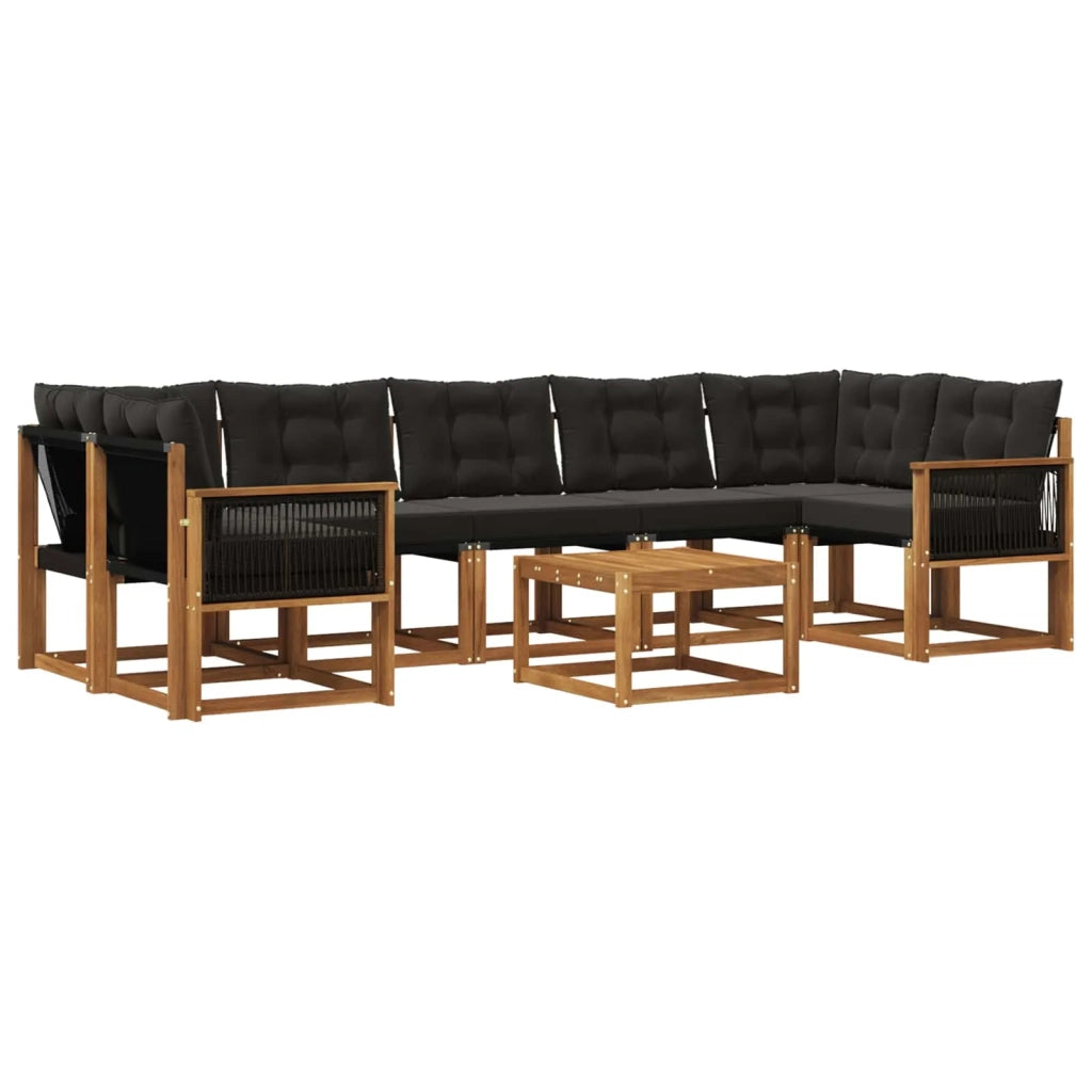 Set di divani da esterno 8 pz Naturale e Nero 3381840