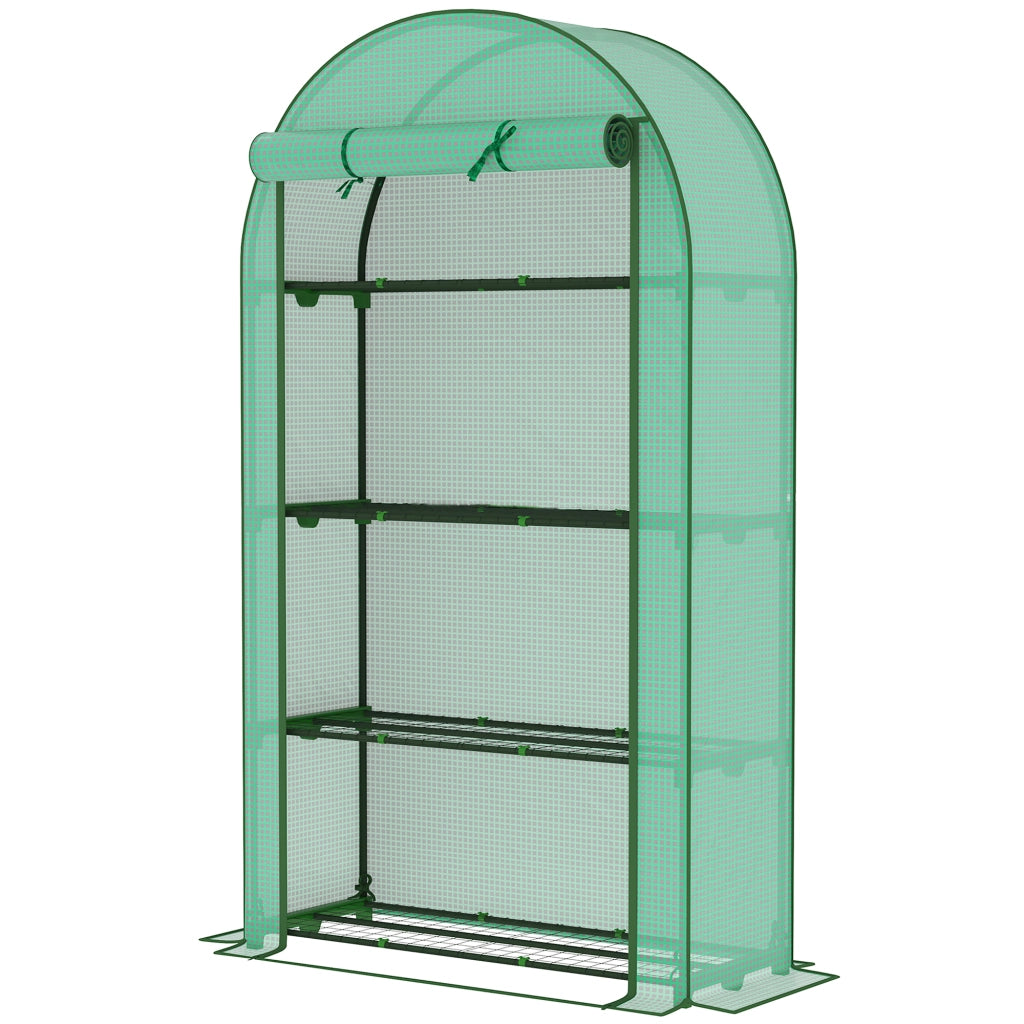 Serra da Giardino con 4 Ripiani e Porta a Rullo ¨C Zephmum ¨C Verde 105x45x160 cm
