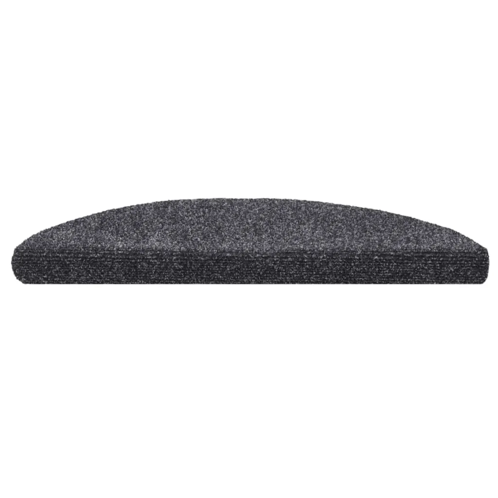 Tappetini per scale autoadesivi 15 pz 56x17x3 cm Grigio scuro semicircolari 132691