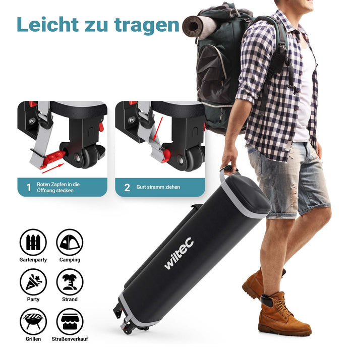 Gazebo pieghevole pop-up grigio, 3 x 3 m con ruote Tenda per fiere eventi mercati