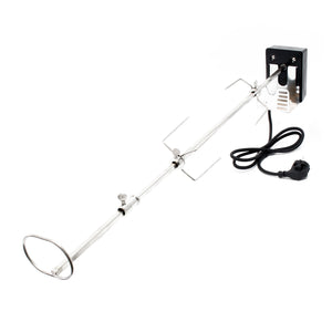 Girarrosto da barbecue 82 cm 230 V, Spiedo in acciaio inox con 2 forchettoni carne