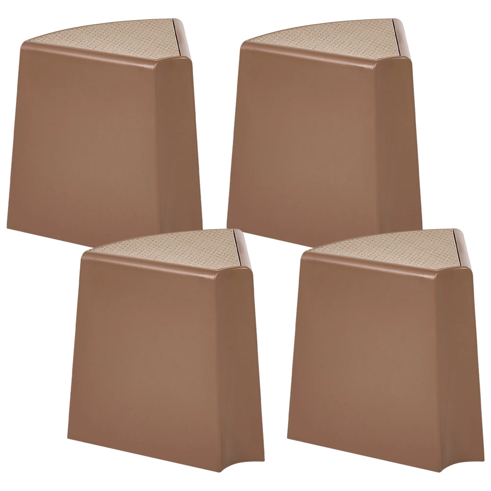 Set da 4 sgabelli da giardino in materiale sintetico marrone sedute aggiuntive per patio poggiapiedi impilabili