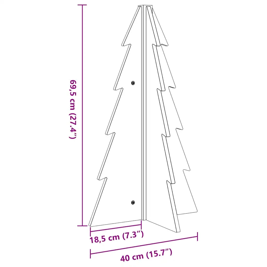 Albero di Natale Decorativo-Decorazioni natalizie in Legno 69,5cm Legno Massello Pino