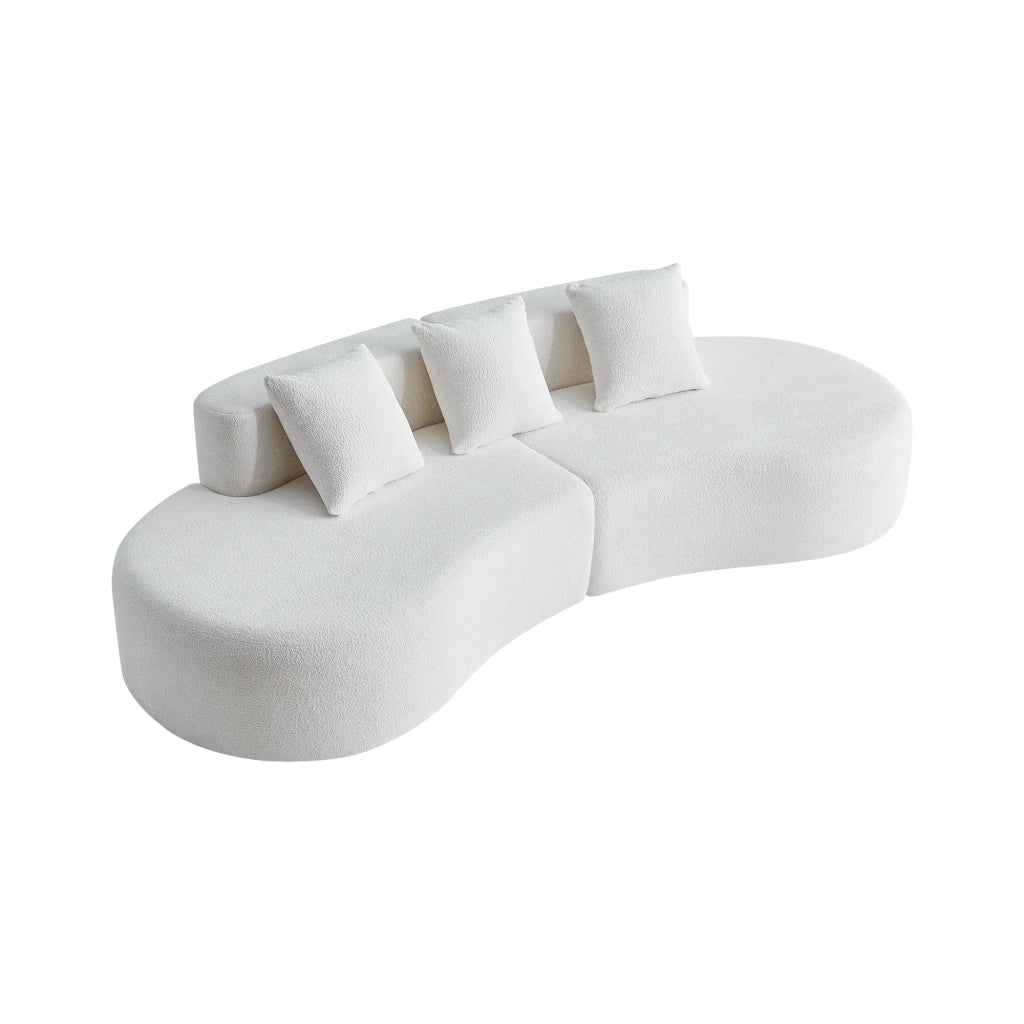 Divano angolare 3 posti 277x103x68 cm modulare in velluto bianco