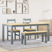 Set da Pranzo 4 pz Panama Grigio in Legno Massello di Pino 3345186