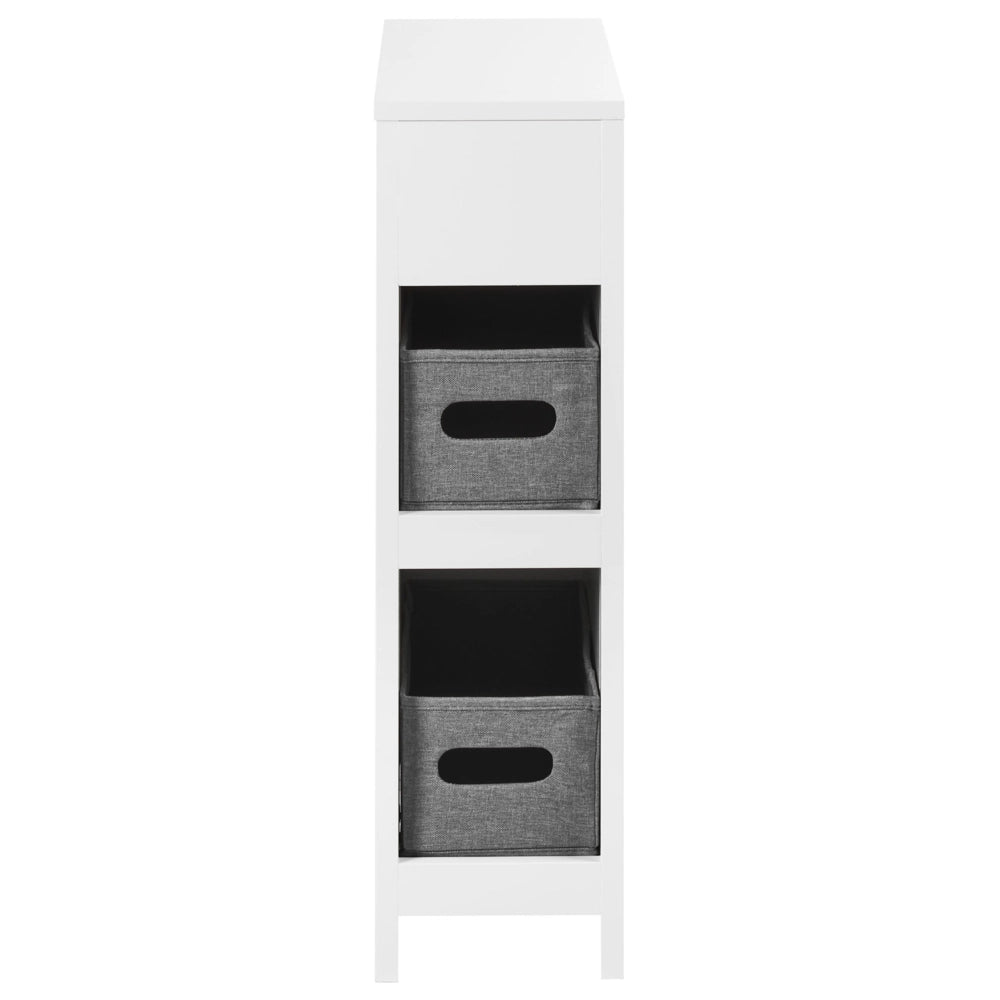 Mobiletto da bagno in MDF bianco 20 x 70 cm con cestini Bagno Portaoggetti