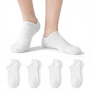 4 paia - Calze da allenamento invisibili - Calze da allenamento - Calze invisibili - Calze antiscivolo da trekking - Calze basse - Calze comode e respiranti di cotone leggero bianco - Dimensione unica per tutti
