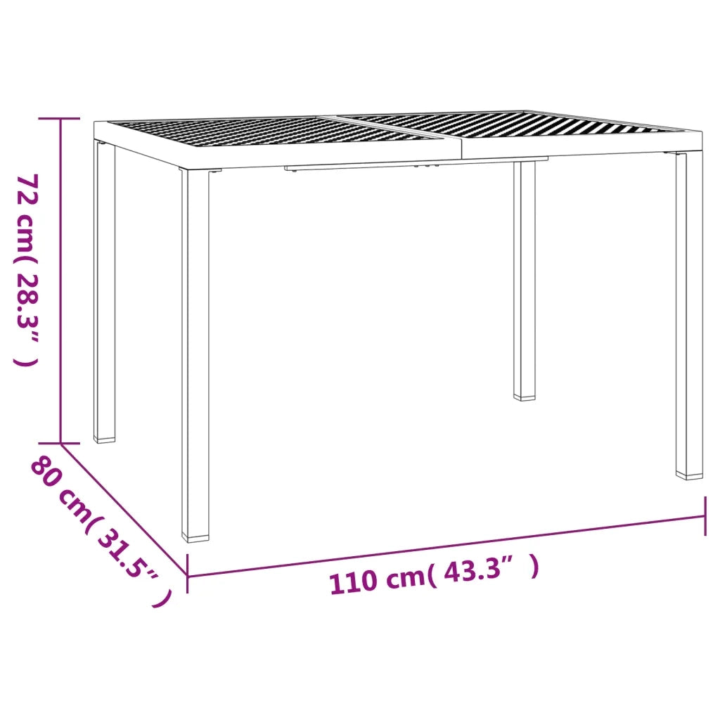 Tavolo da Giardino Antracite 110x80x72 cm Acciaio 362745