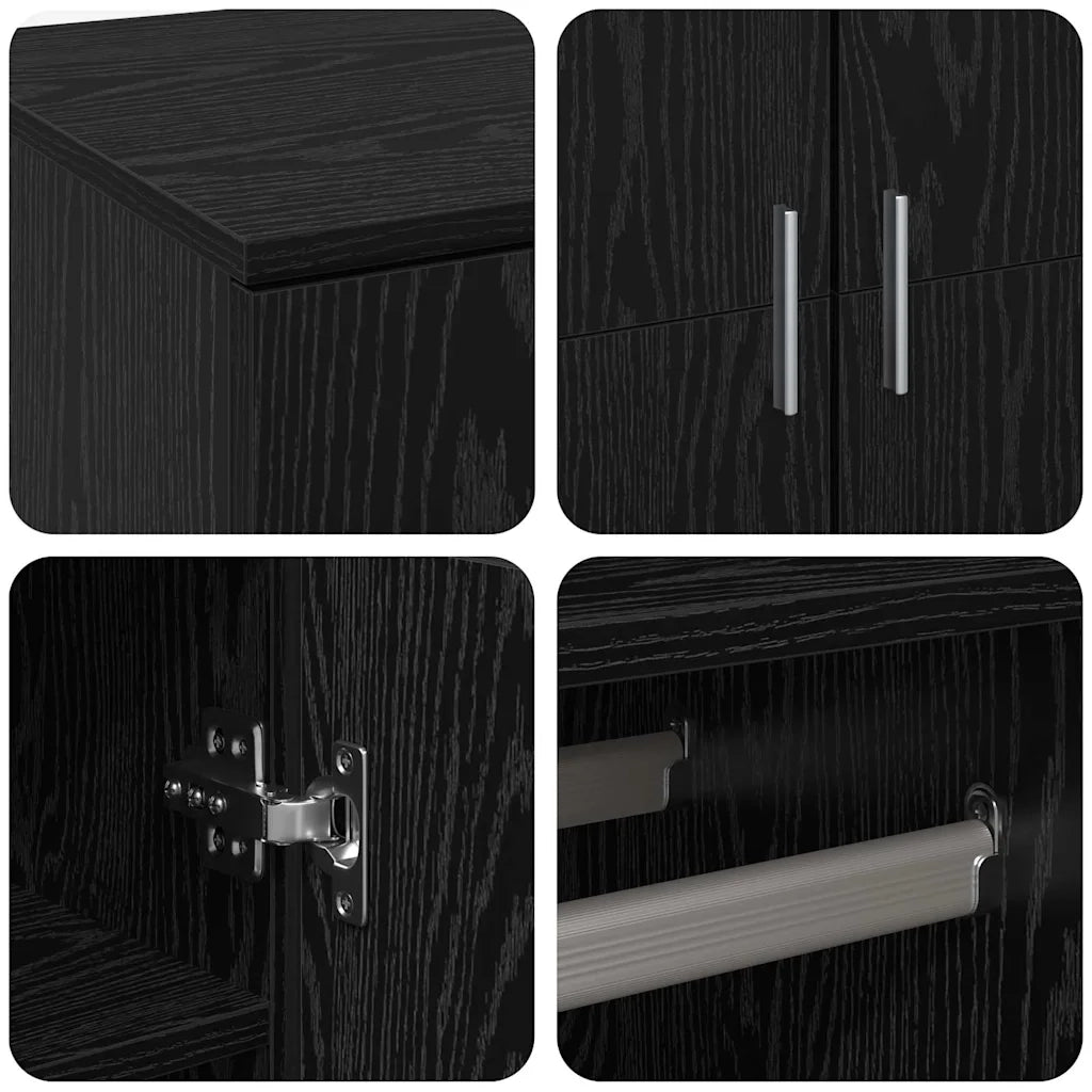 Credenza-Buffet-Armadio da cucina Rovere nero 80 x 39 x 178 cm Legno multistrato