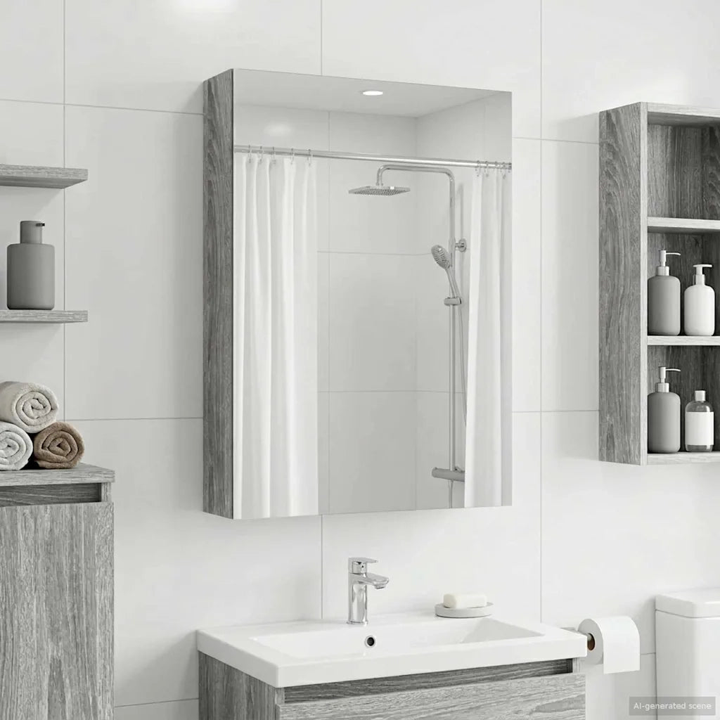 Mobiletto per specchio da bagno con lo scaffale Grigio Sonoma