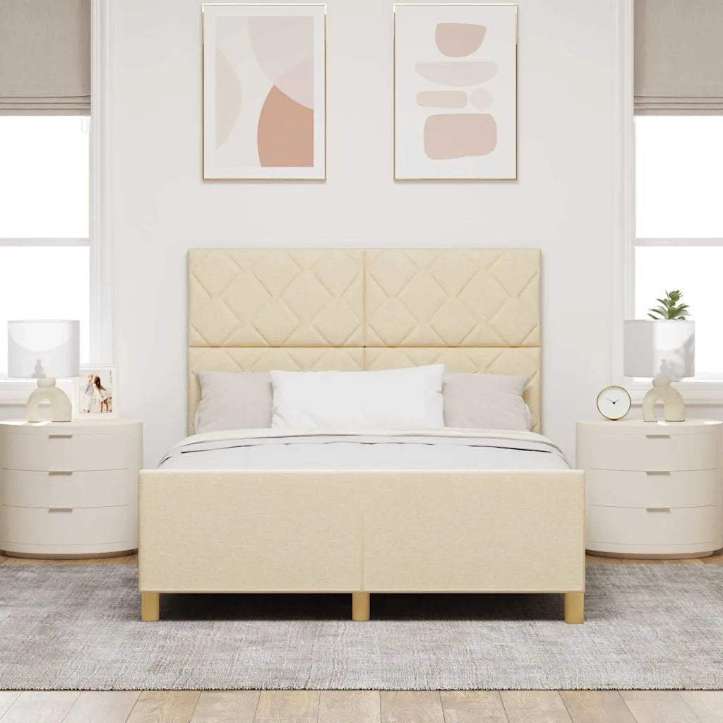 Struttura del letto con testiera Crema 160 x 200 cm Tessuto 3344821