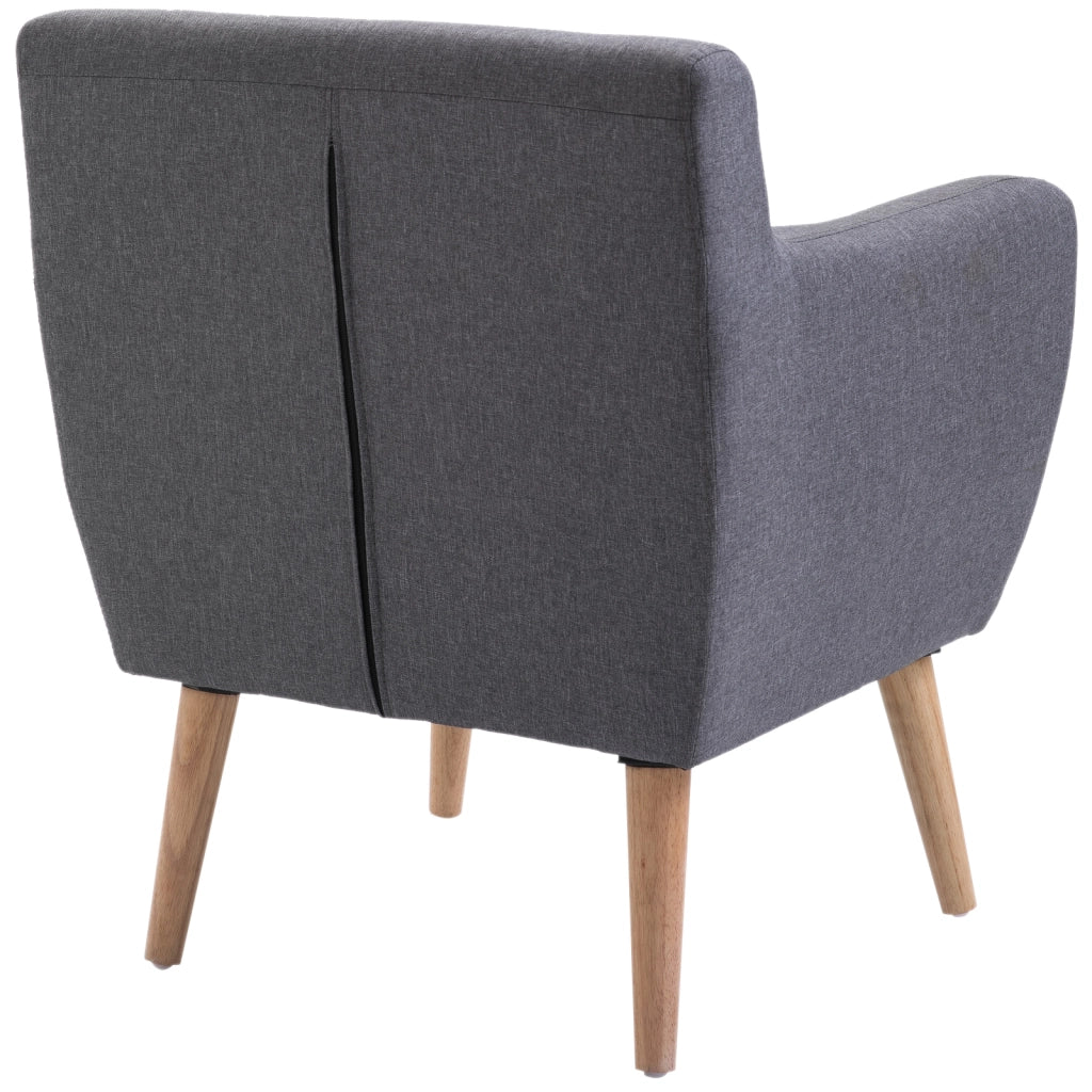 EasyComfort Poltrona Imbottita Moderna, Poltroncina da Camera Soggiorno con Braccioli Tessuto Legno 68 × 58.5 × 76cm Grigio Chiaro