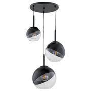 Lampadario moderno nero sfere vetro 3xE27 Invero Alfa