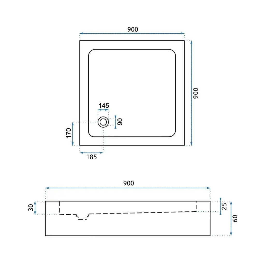 Piatto Doccia Acrilico Rea Savoy Black 90x90 Copertura rame spazzolato