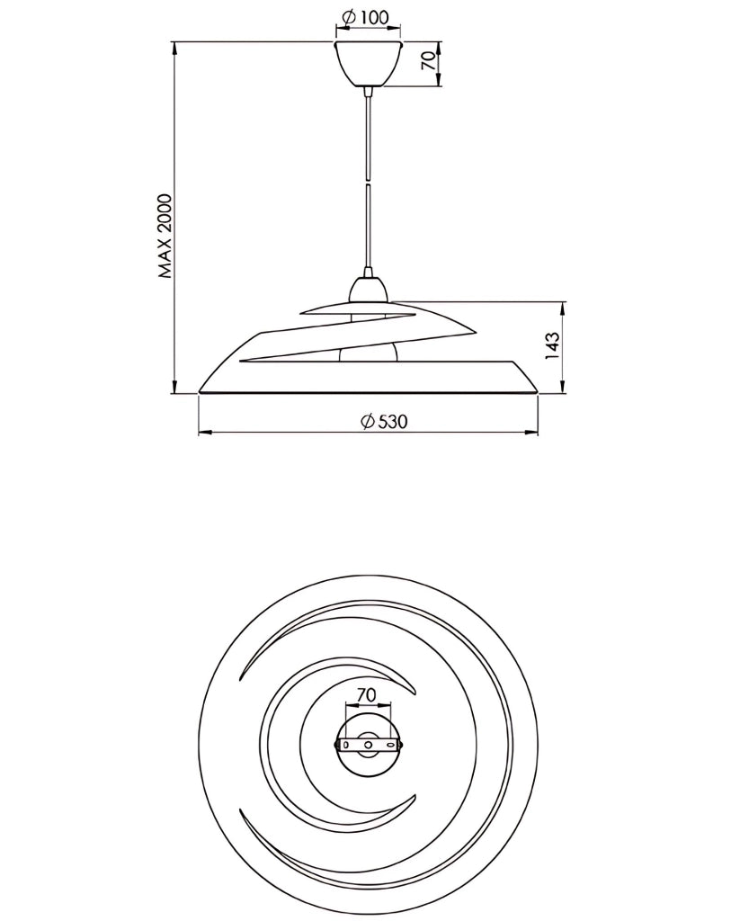 Lampada a Sospensione Aragon in Metallo e Vetro Bianco, Attacco E27 60W, Design Moderno ed Elegante per Interni IP20, Diametro 53 cm