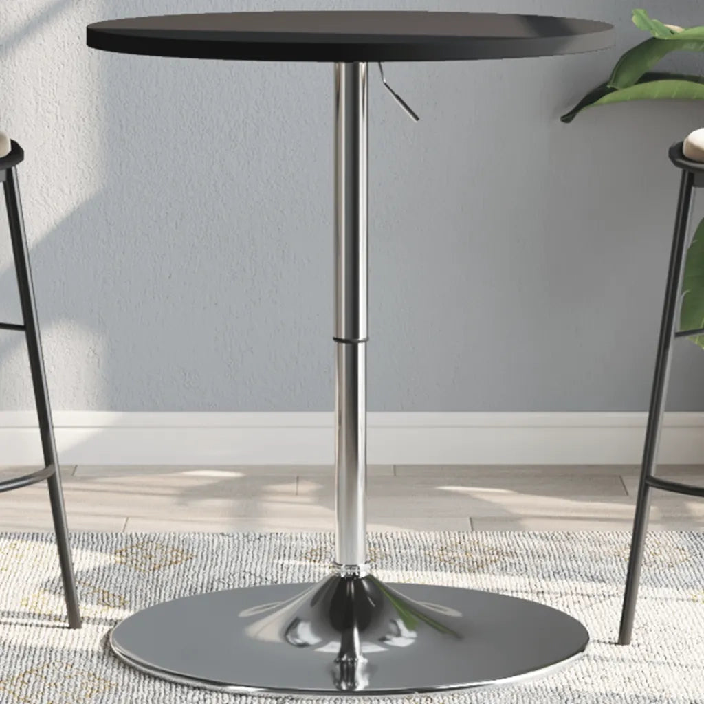 Tavolino Bar Nero 60x60x90 cm Legno Multistrato Acciaio Cromato 4007193