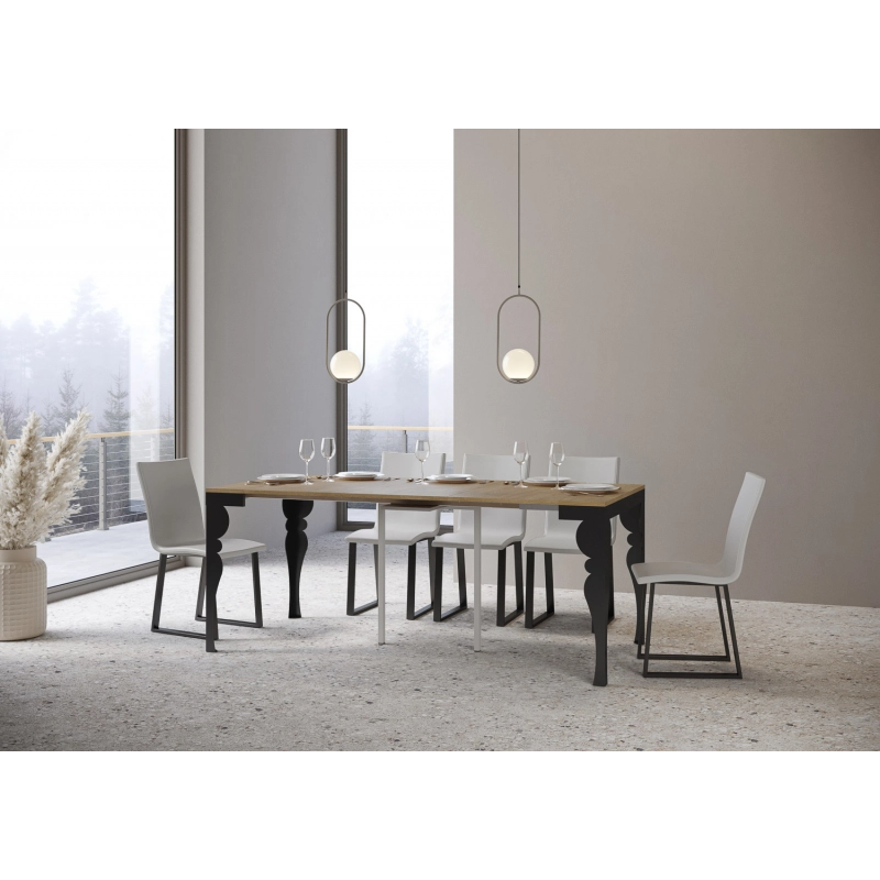 Consolle allungabile 90x40/196 cm Paxon Small Evolution telaio Antracite - Quercia Natura