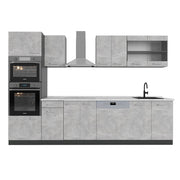 Vicco Cucina componibile Calcestruzzo/antracite 300 cm con armadio alto, PL Marmo