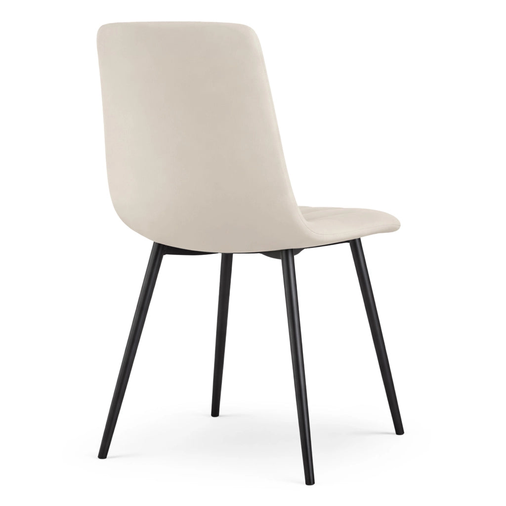 Set di 8 Sedie in velluto trapuntate LIVO Beige gambe nere