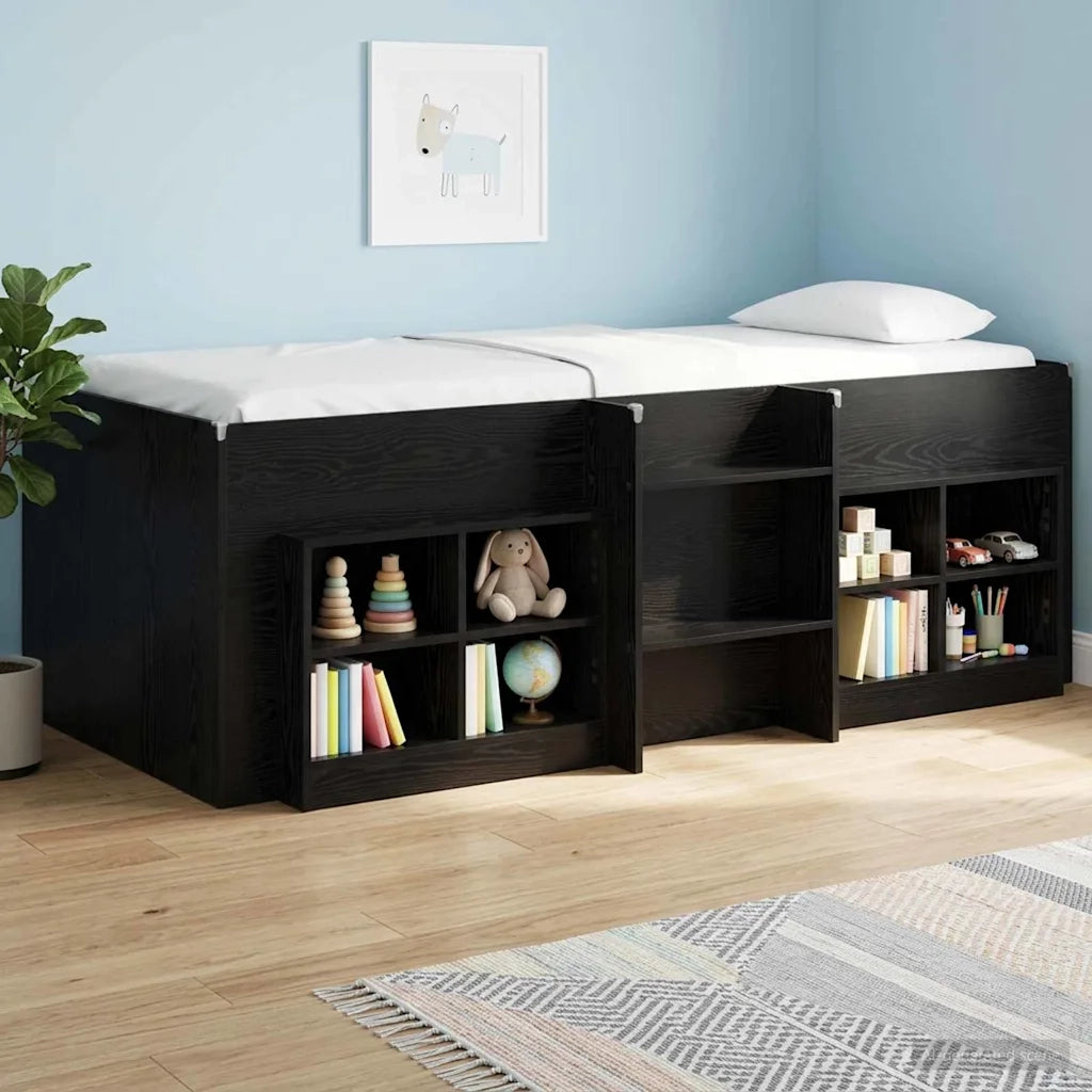 Letto Alto per Bambini | Letto Infantile | Lettino 2 pcs Rovere Nero 90 x 200 cm
